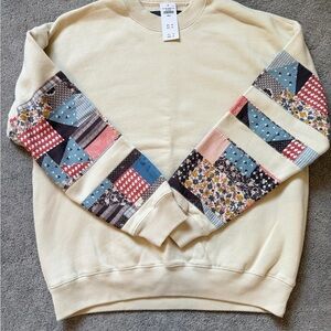 Abercrombie and Fitch Cream Patchwork Sweater